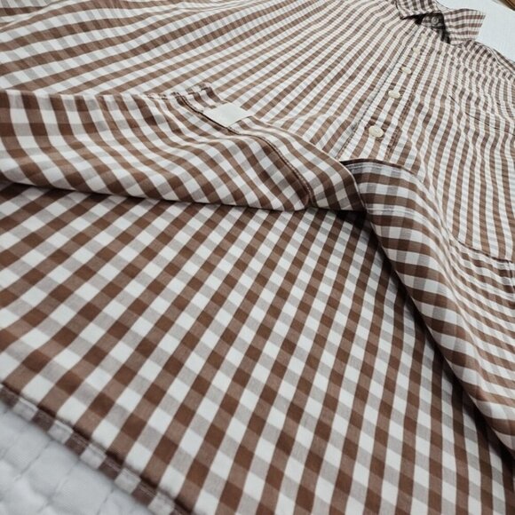 VTG J. Crew 2-Ply Cotton Shirt Men's S Brown Checkered Button Up EUC Long Sleeve - Picture 5 of 16